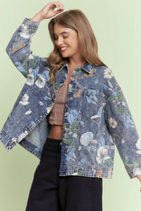 Floral Print Denim Jacket