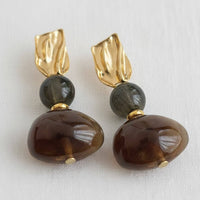 Vintage Swirl Amber Stud Earrings