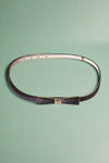 Retro-Inspired Metal Bow Belt - Black