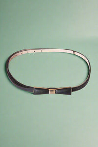 Retro-Inspired Metal Bow Belt - Black