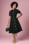 Button Swing Dress - Black