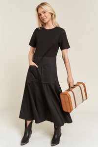 Knit Mix Dress - Black