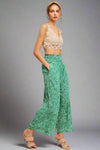 Boho Paisley Print Wide Leg Pant - Garden