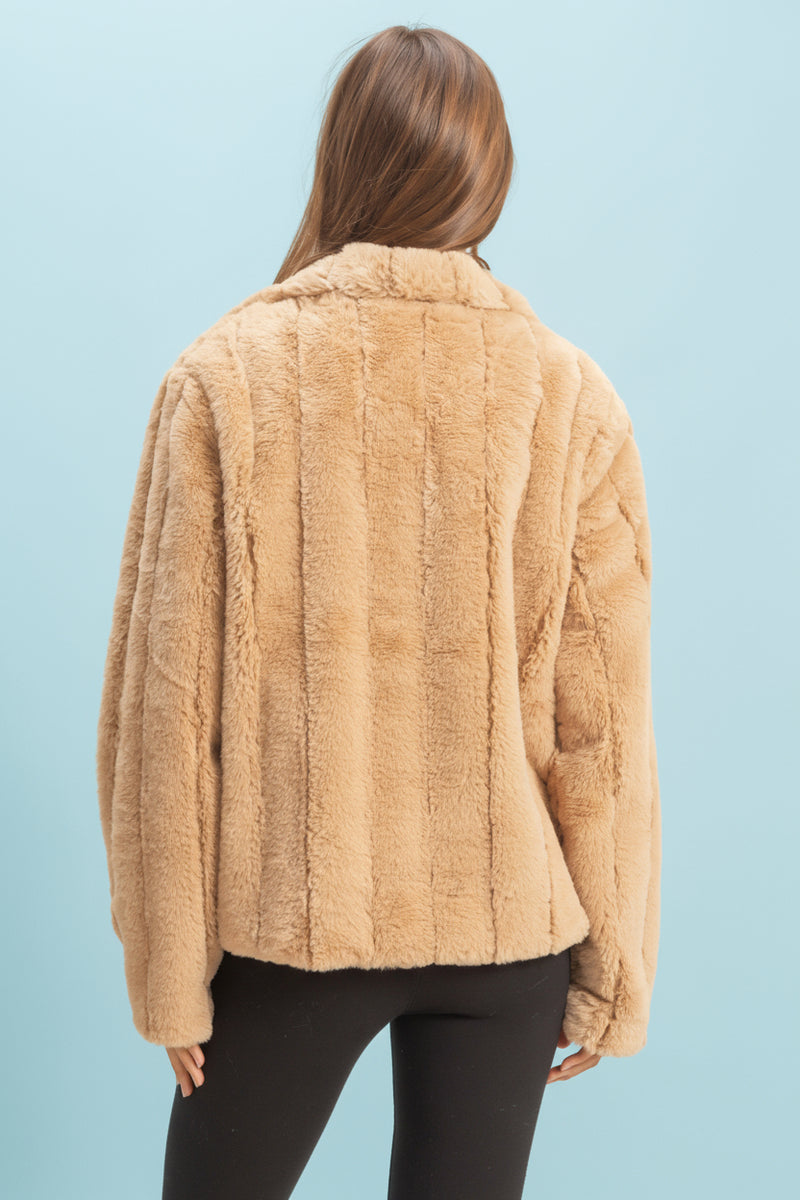 Faux Fur Jacket - Taupe