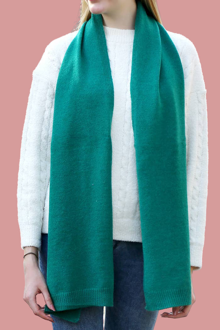 Soft Ribbed Oblong Scarf - Teal