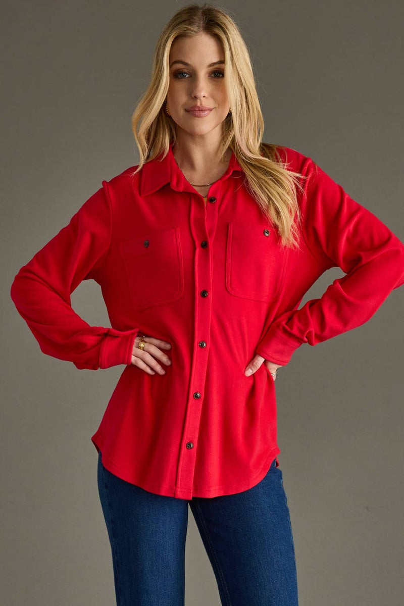 Super Soft Button Up - Red