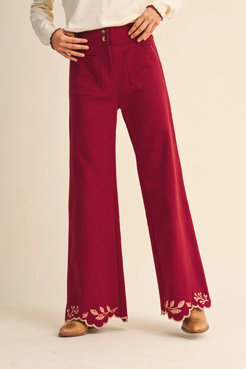 Cowgirl Embroidery High Rise Flared Pants