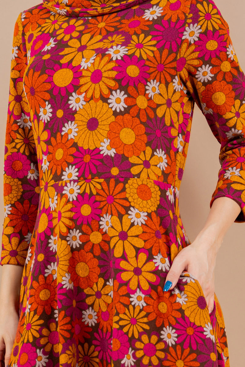 Retro Flower Tunic Dress