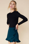Ruffled Wrap Skort With Back Zipper - Blue