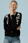 Button Down Embroidered Floral Sweater Cardigan