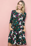 Unicorn Print Winter Tunic Dress