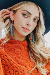 Fringe Feather Bead Earrings