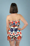 Vibrant Boho Floral Strapless Romper