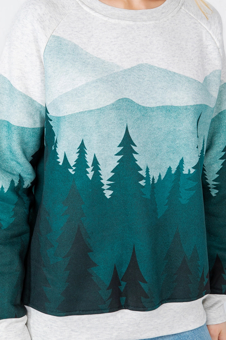 Forest Print Sweatshirt - Green