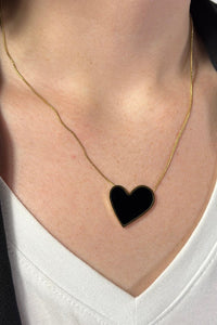 Black Heart Pendant Necklace - Gold