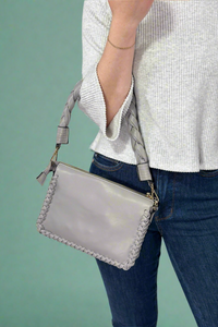 Judith Whipstitch Trim Shoulder Bag - Grey