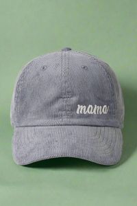 Mama Corduroy Baseball Cap - Grey