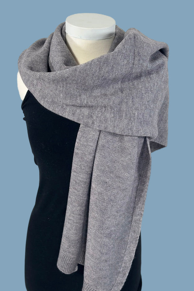 Soft Ribbed Oblong Scarf - Charcoal
