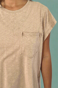 Pocket Boxy Washed Tee - Dark Taupe