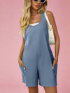 Solid Halter Neck Romper - Denim