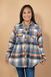Plaid Long Sleeve Shirt - Blue Multi
