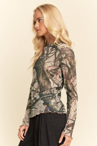 Tree Camo Mesh Top - Olive
