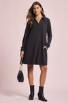 French Terry A Line Dress - Black