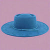 Wide Flat Brim Hat - Blue