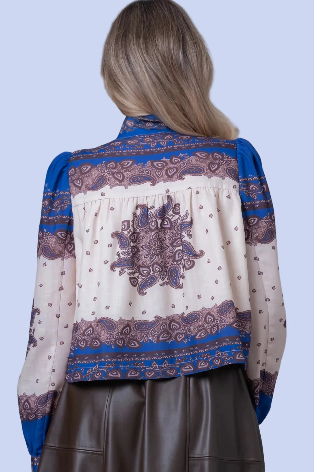 Printed Long Sleeve Jacket - Blue