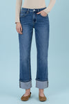High Rise Cuffed Ankle Straight Jeans LV18