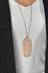 Long Abstract Cut Out Pendant - Taupe
