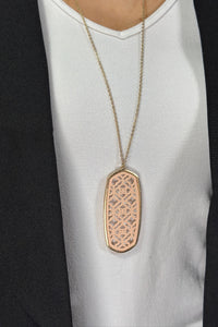 Long Abstract Cut Out Pendant - Taupe