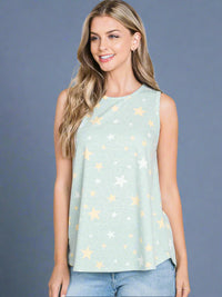 Star Print Tank - Mint