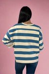 Floral Contrast Striped Top - Cream