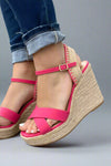 Lorita Cross Strap Wedge - Pink