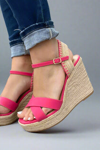 Lorita Cross Strap Wedge - Pink