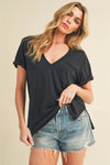 Zoie Rolled Sleeve Tee - Black