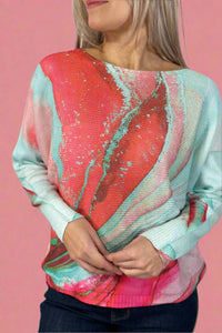 Tie-Dye Round Knit Long Sleeve - Aqua