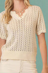 Chevron Knit Top With Scallop Neckline