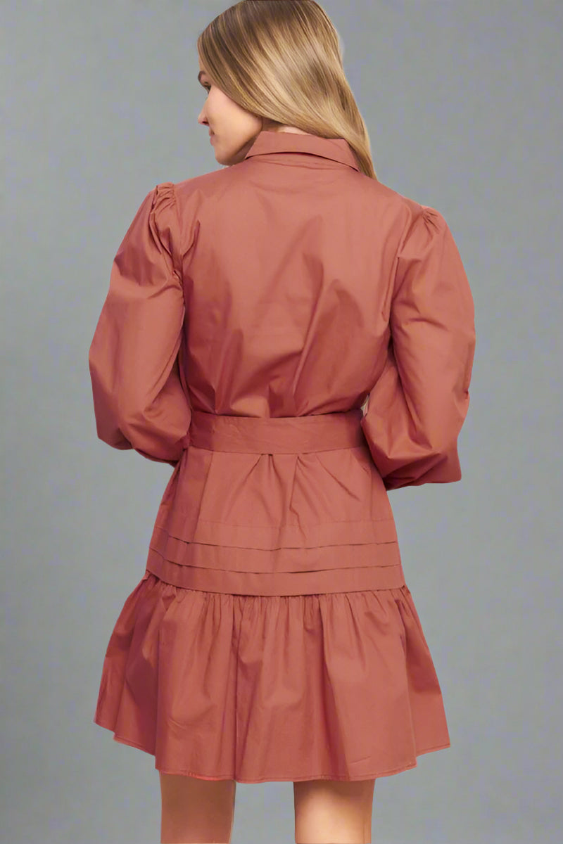 Solid Woven Mini Dress - Mauve