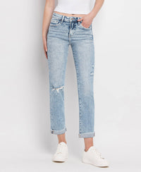 Tummy Control HR Cuff Slim Straight Jeans LV1302