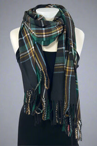 Plaid Winter Scarf With Tassels