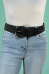 Stretchable Raffia Belt Black