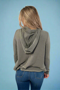 Hoodie Long Sleeve Top - Olive