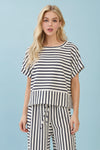 Striped Short-Sleeved Top - Ivory