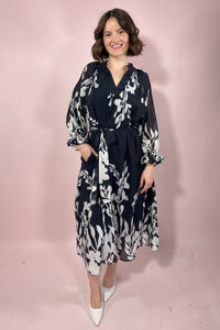 Black Floral Bubble Sleeve Maxi Dress