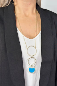 Circle Drop Necklace Blue
