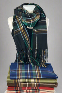 Plaid Winter Scarf With Tassels