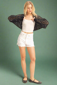 Open Stitch Bolero Cardigan - Black