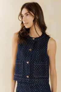 Denim Dot Vest